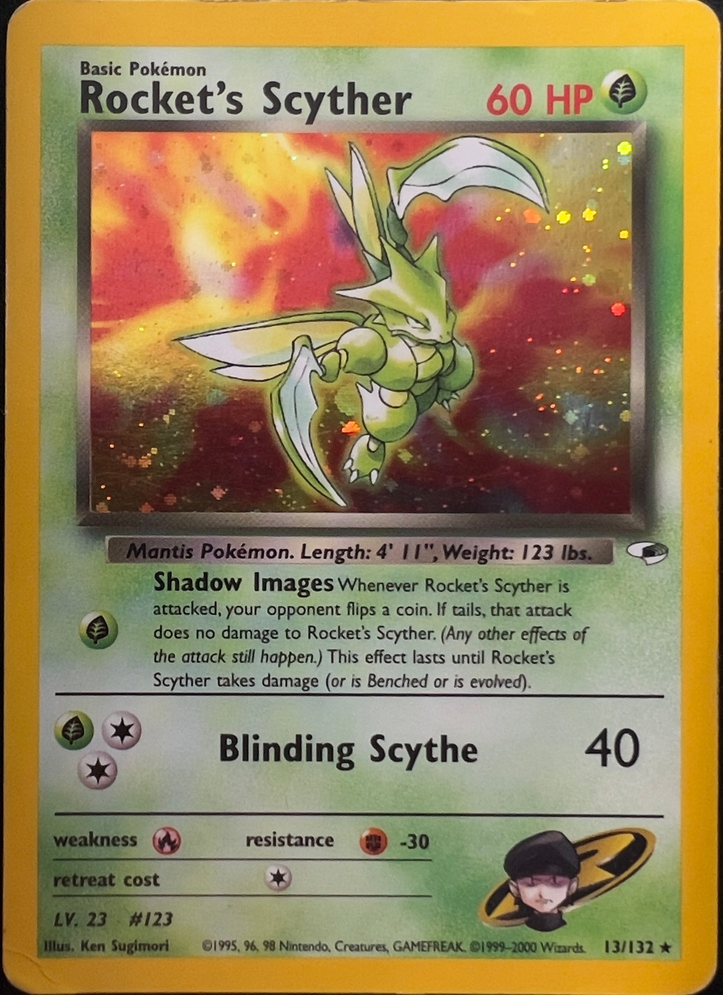 Rocket's Scyther Holo 13/132 - Pokémon Gym Heroes (WOTC)