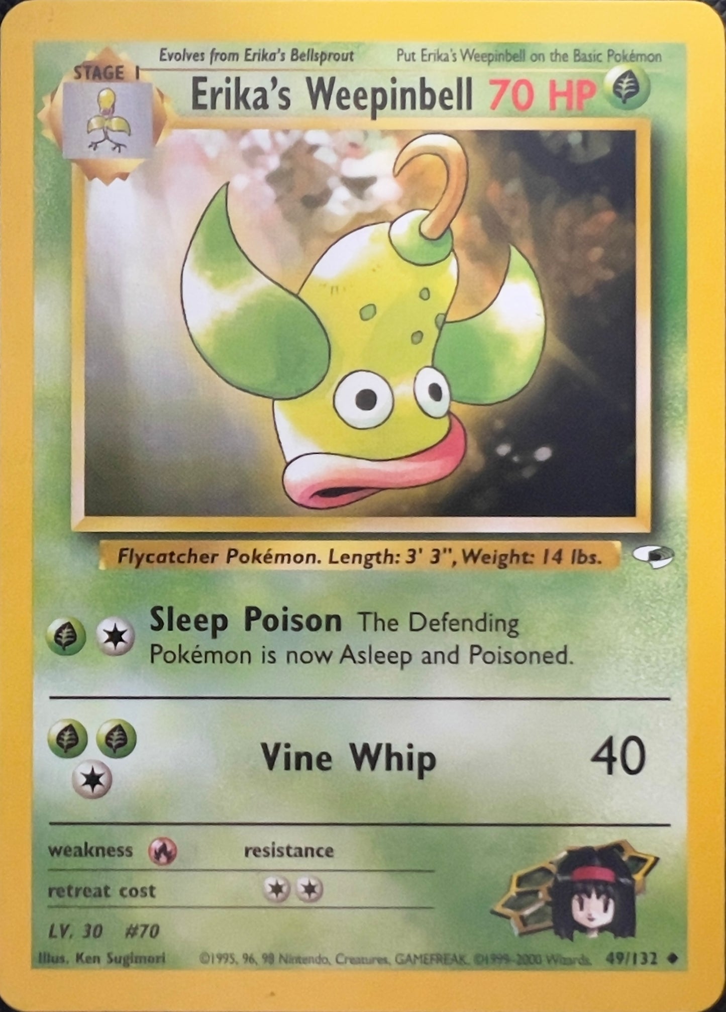 Erika's Weepinbell (non-holo) 49/132 - Pokemon Gym Heroes (WOTC)