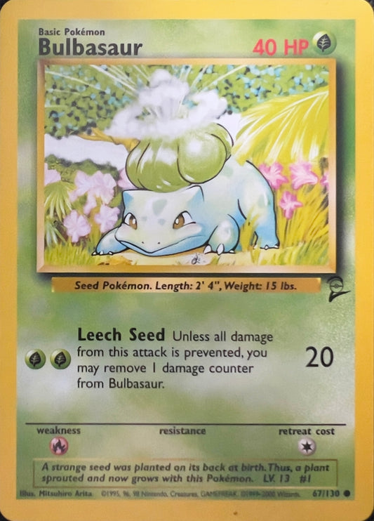 Bulbasaur (non-holo) 67/130 - Pokemon Base Set 2 (WOTC)