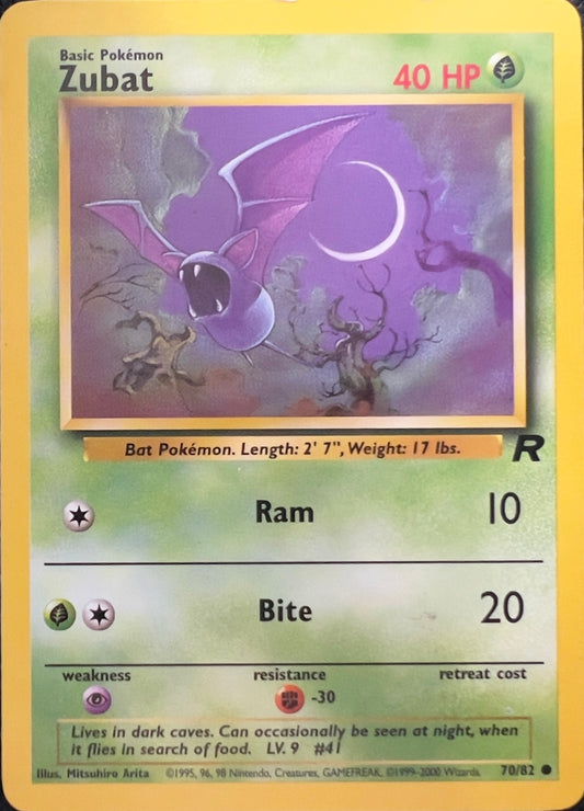 Zubat (Non-Holo) 70/82 - Pokemon Team Rocket (WOTC)
