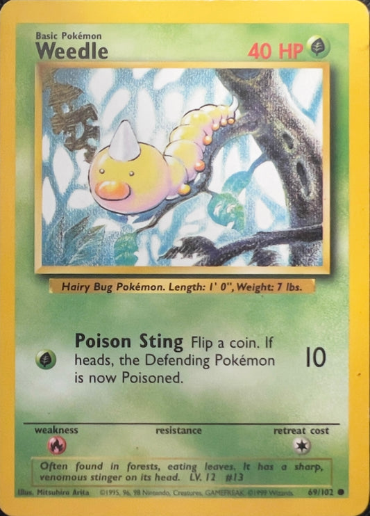 Weedle (non-holo) 69/102 - Pokemon Base Set (WOTC)