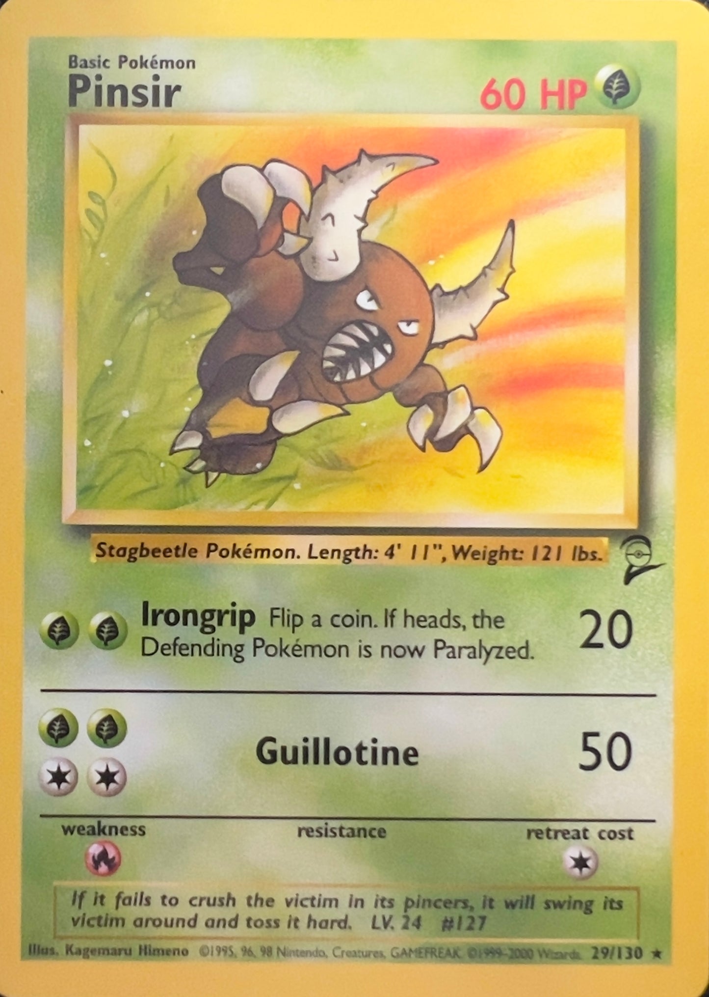 Pinsir (non-holo) 29/130 - Pokemon Base Set 2 (WOTC)