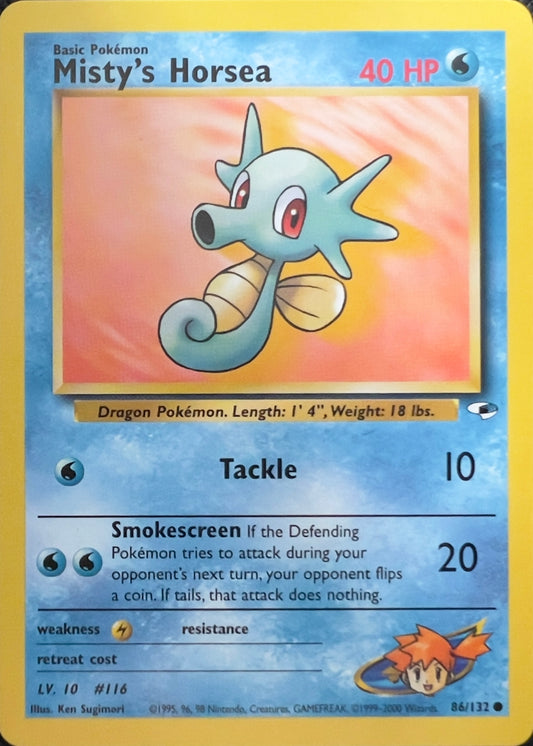 Misty’s Horsea (non-holo) 86/132 - Pokemon Gym Heroes (WOTC)