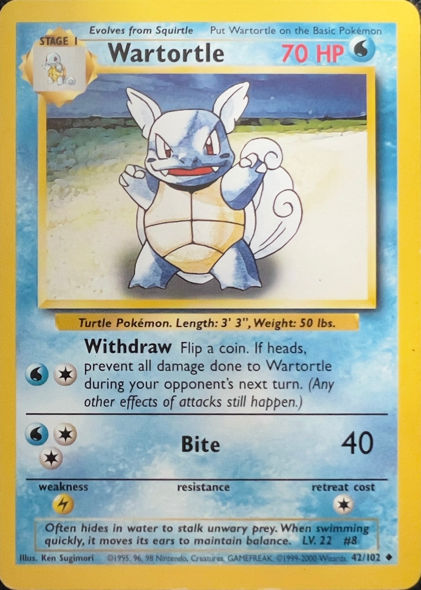 Wartortle (non-holo) 42/102 - Pokemon Base Set (WOTC)