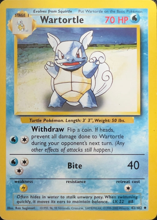 Wartortle (non-holo) 42/102 - Pokemon Base Set (WOTC)