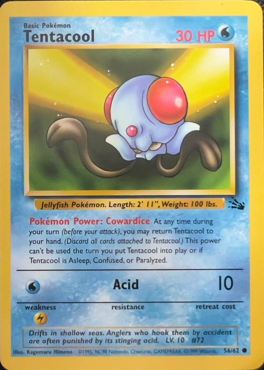 Tentacool (non-holo) 56/62 - Pokemon Fossil (WOTC)