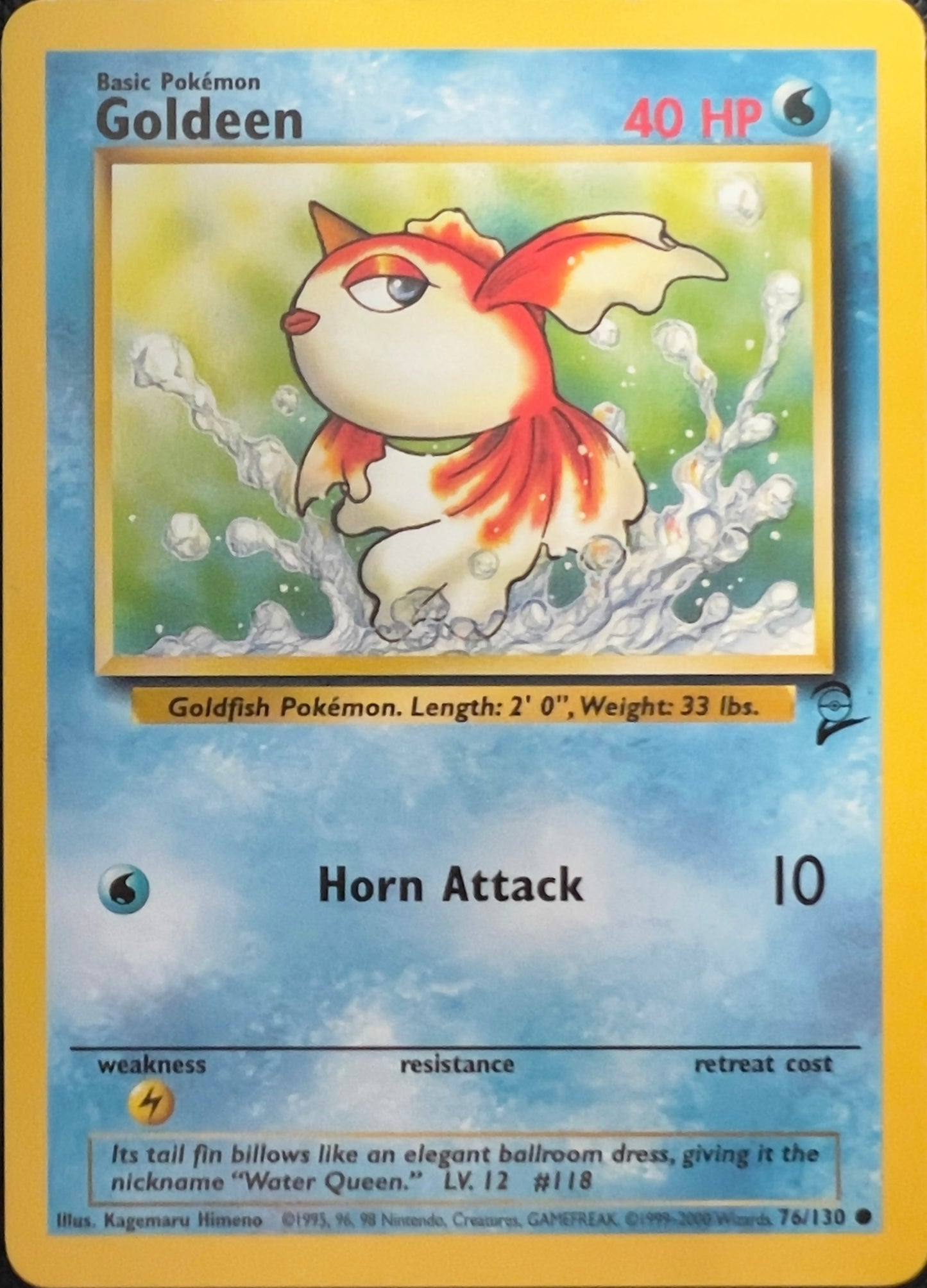 Goldeen (non-holo) 76/130 - Pokemon Base Set 2 (WOTC)