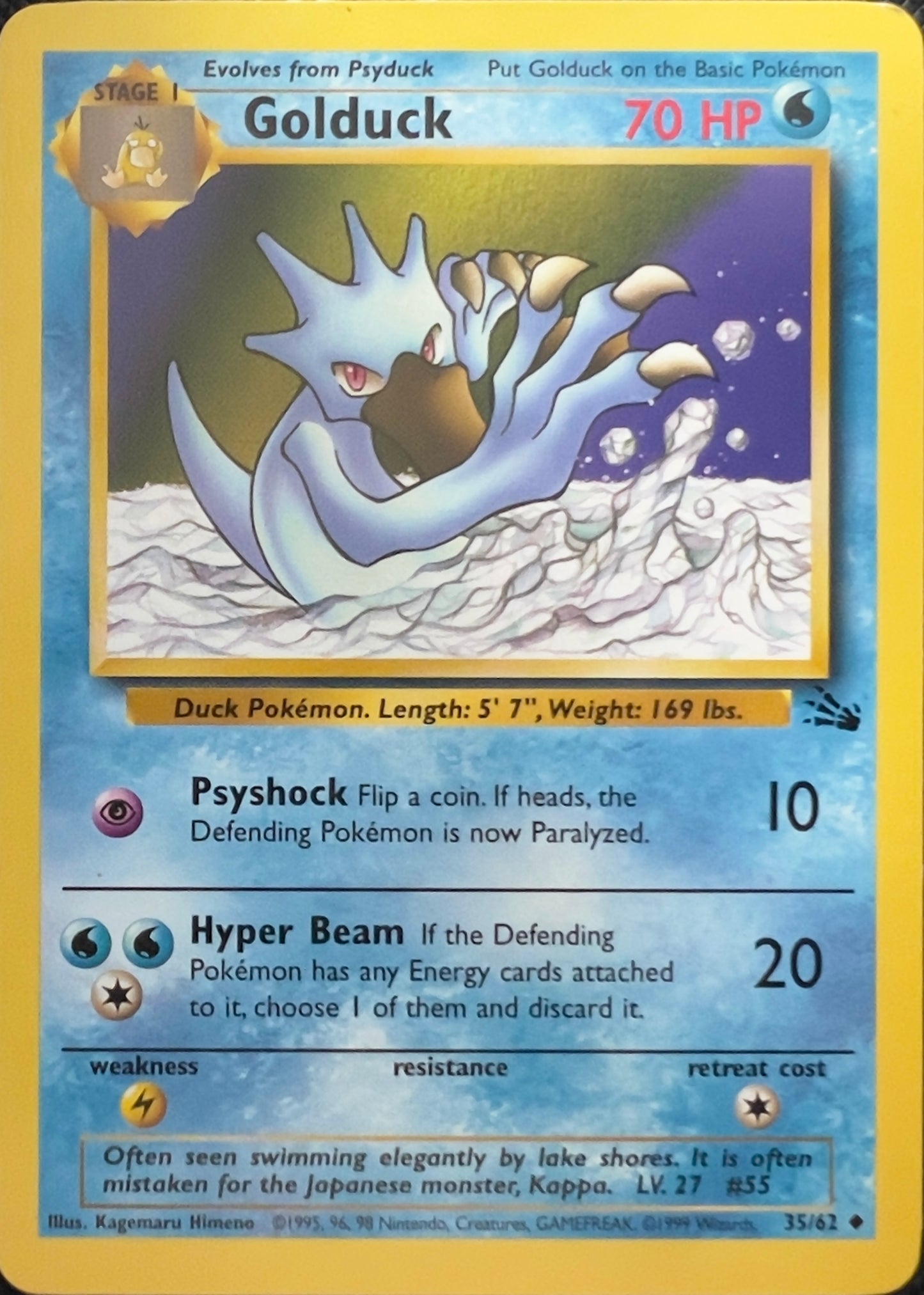 Golduck (non-holo) 35/62 - Pokemon Fossil (WOTC)