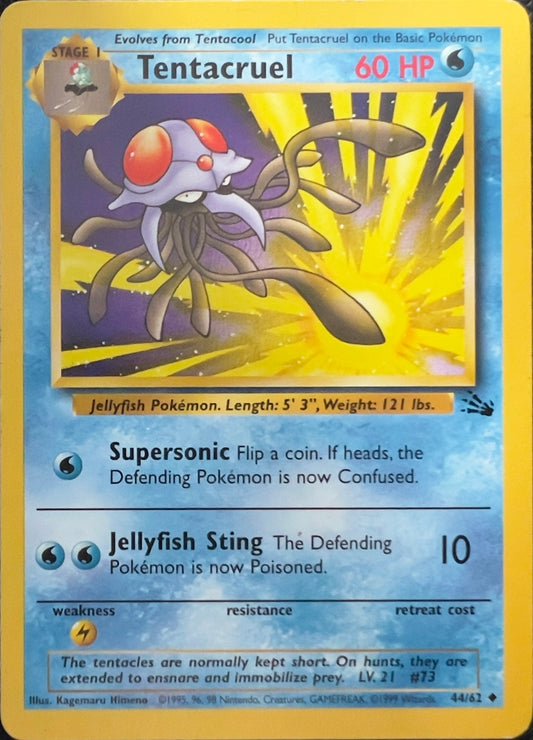 Tentacruel (non-holo) 44/62 - Pokemon Fossil (WOTC)