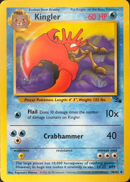Kingler (non-holo) 38/62 - Pokémon Fossil (WOTC)
