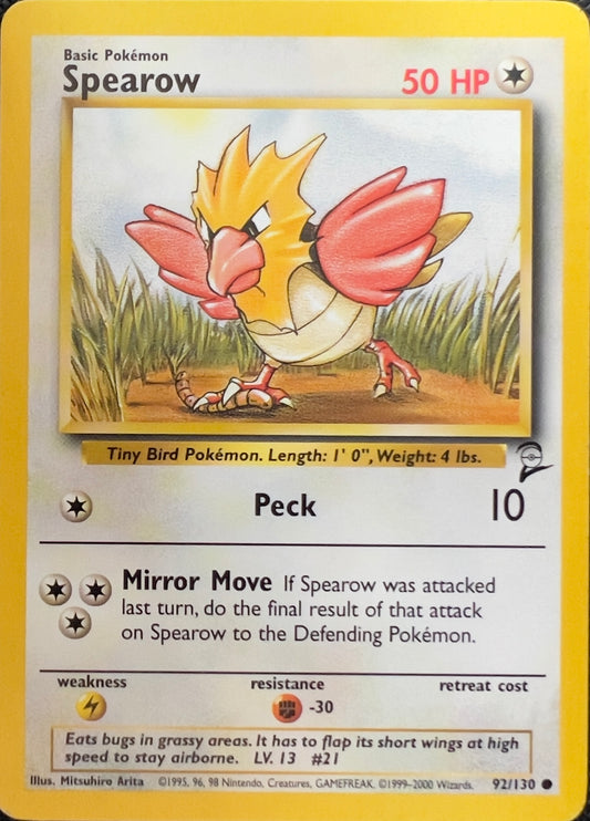 Spearow (non-holo) 92/130 - Pokémon Base Set 2 (WOTC)
