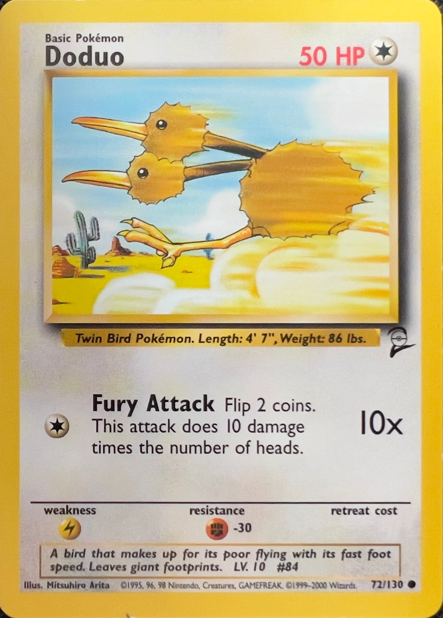 Doduo (non-holo) 72/130 - Pokémon Base Set 2 (WOTC)