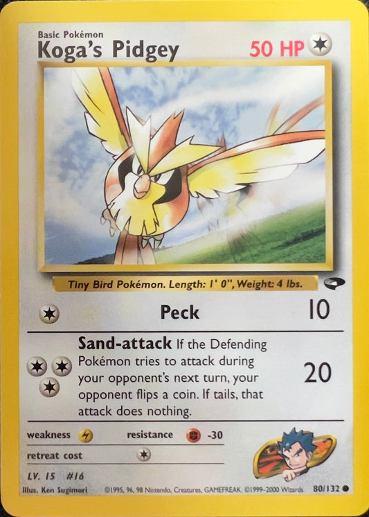 Koga’s Pidgey (non-holo) 80/132 - Pokémon Gym Challenge (WOTC)