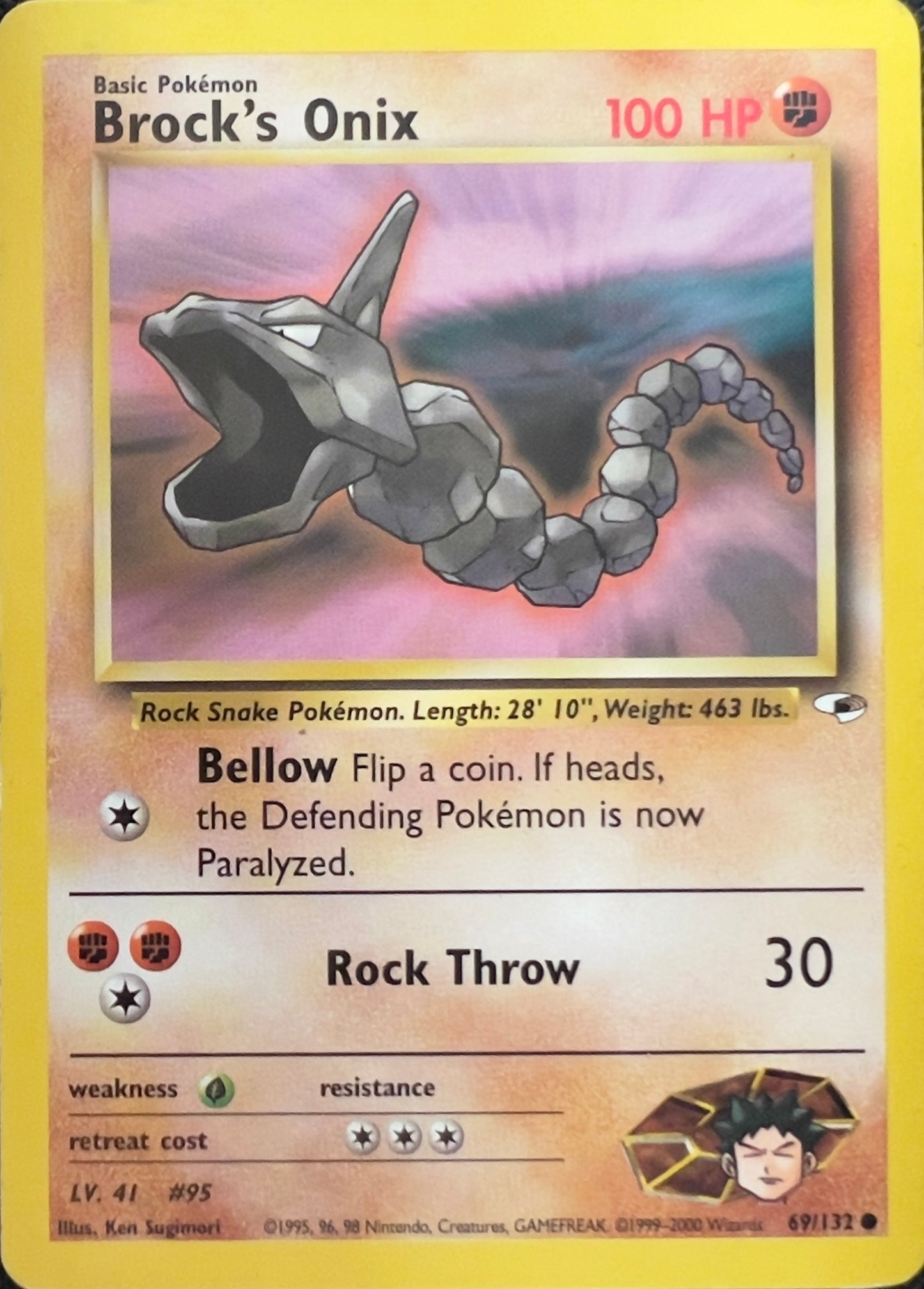 Brock’s Onix (non-holo) 69/132 - Pokémon Gym Heroes (WOTC)