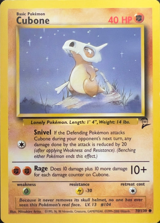 Cubone (non-holo) 70/130 - Pokémon Base Set 2 (WOTC)