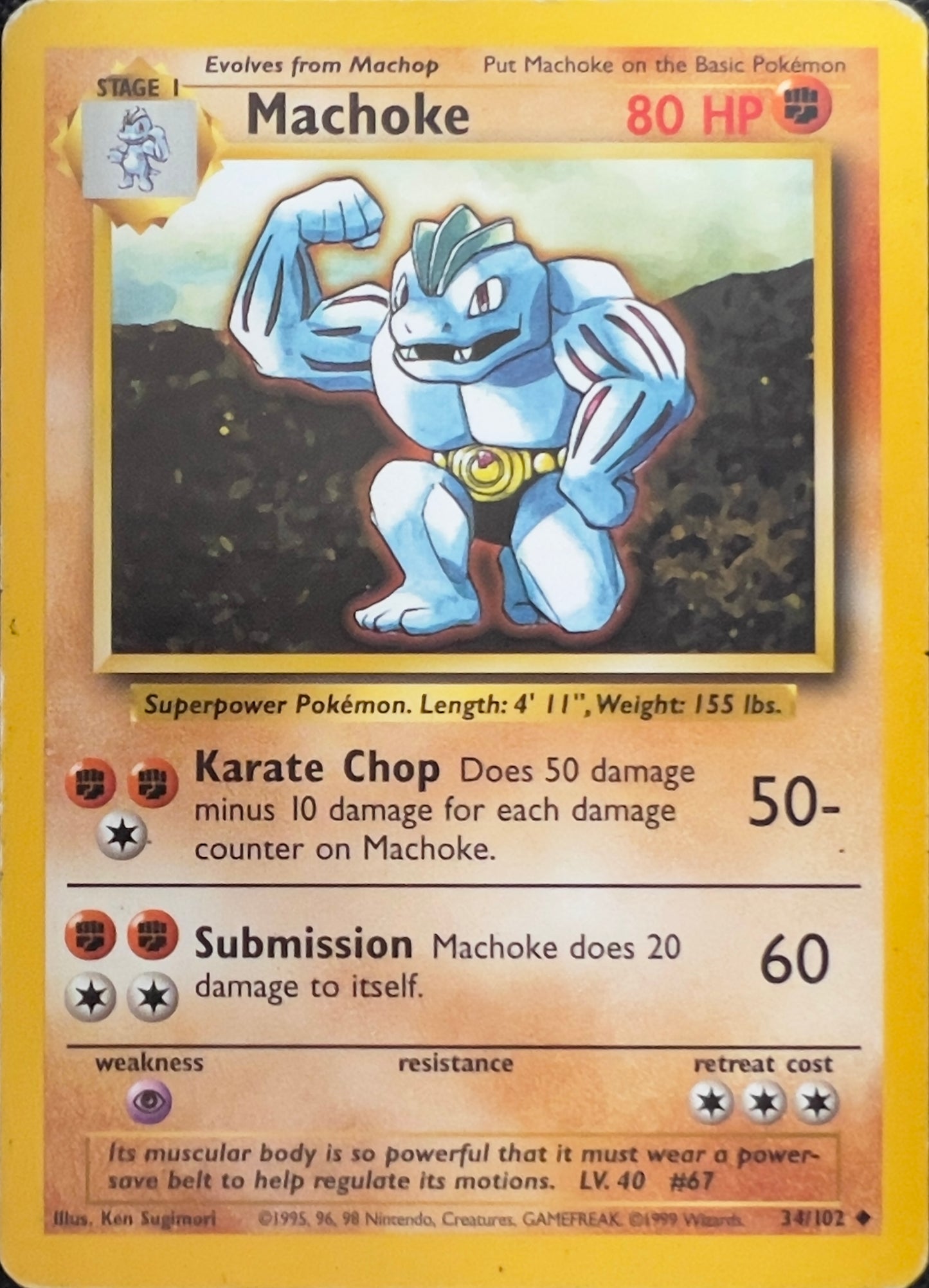 Machoke (non-holo) 34/102 - Pokémon Base Set (WOTC)