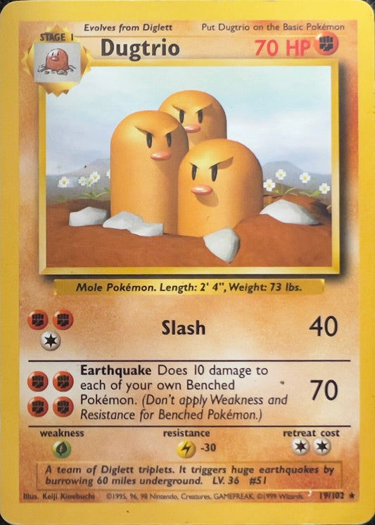 Dugtrio (non-holo) 19/102 - Pokémon Base Set (WOTC)