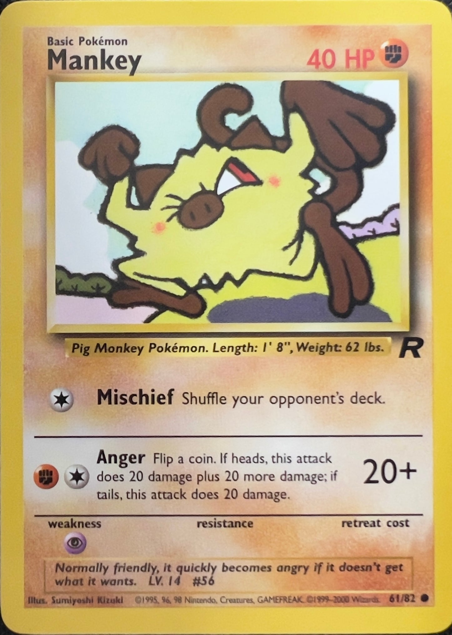 Mankey (non-holo) 61/82 - Pokémon Team Rocket (WOTC)