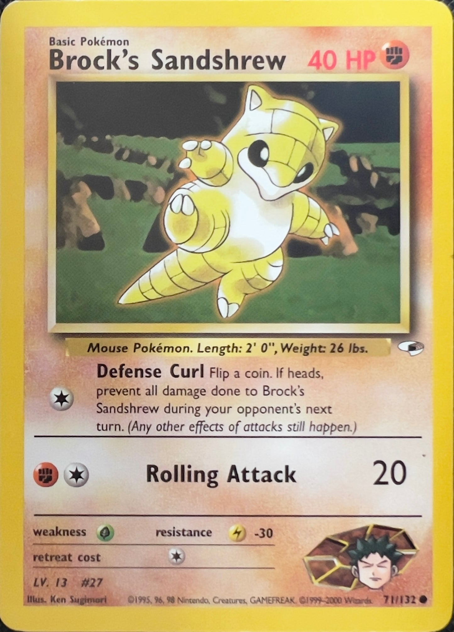 Brock’s Sandshrew (non-holo) 71/132 - Pokémon Gym Heroes (WOTC)
