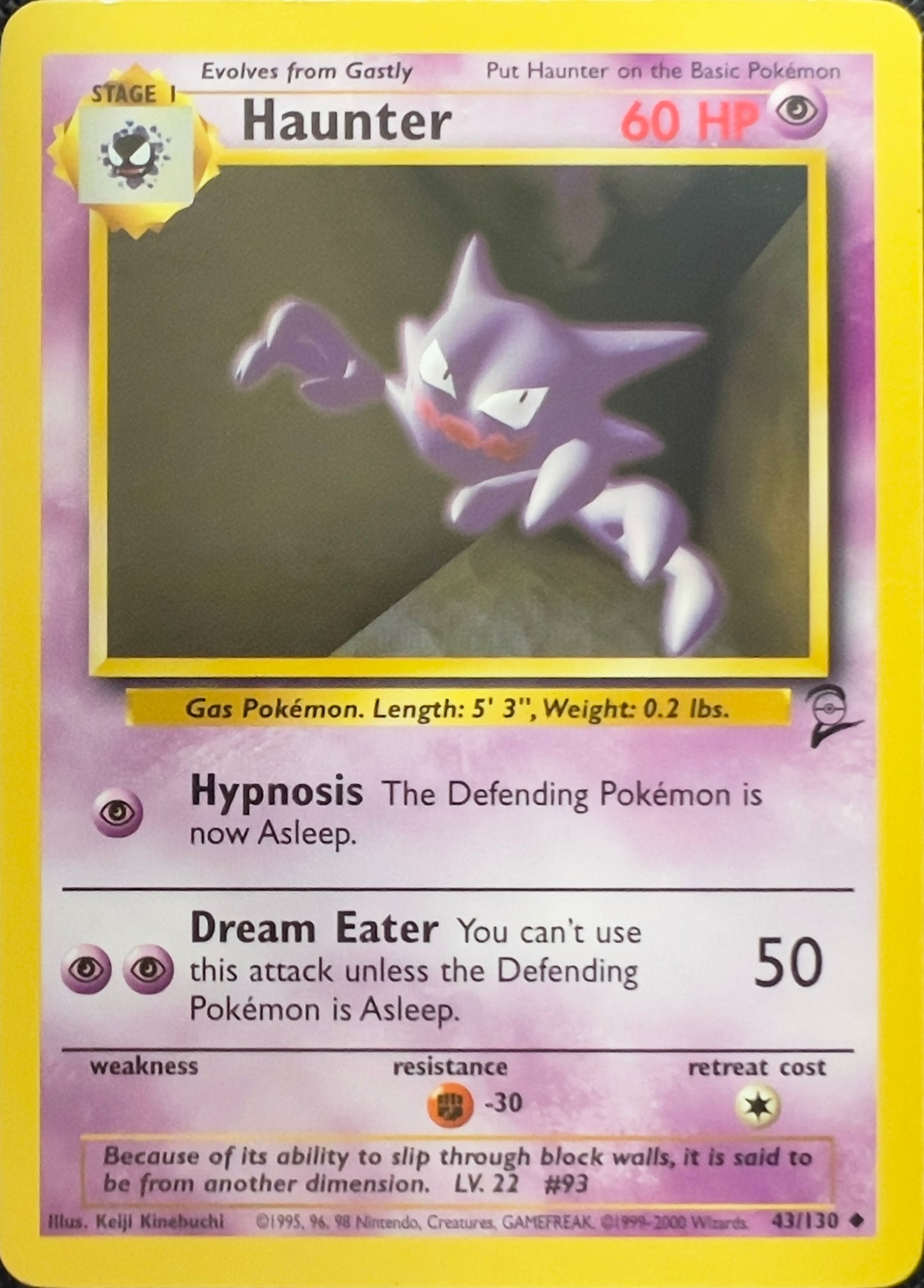 Haunter (non-holo) 43/130 - Pokémon Base Set 2 (WOTC)