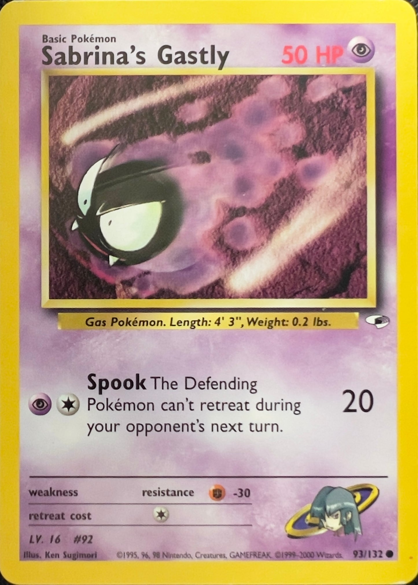 Sabrina’s Gastly (non-holo) 93/132 - Pokémon Gym Heroes (WOTC)