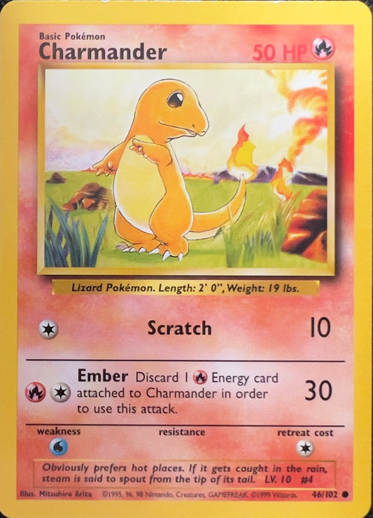 Charmander (non-holo) 46/102 - Pokémon Base Set (WOTC)