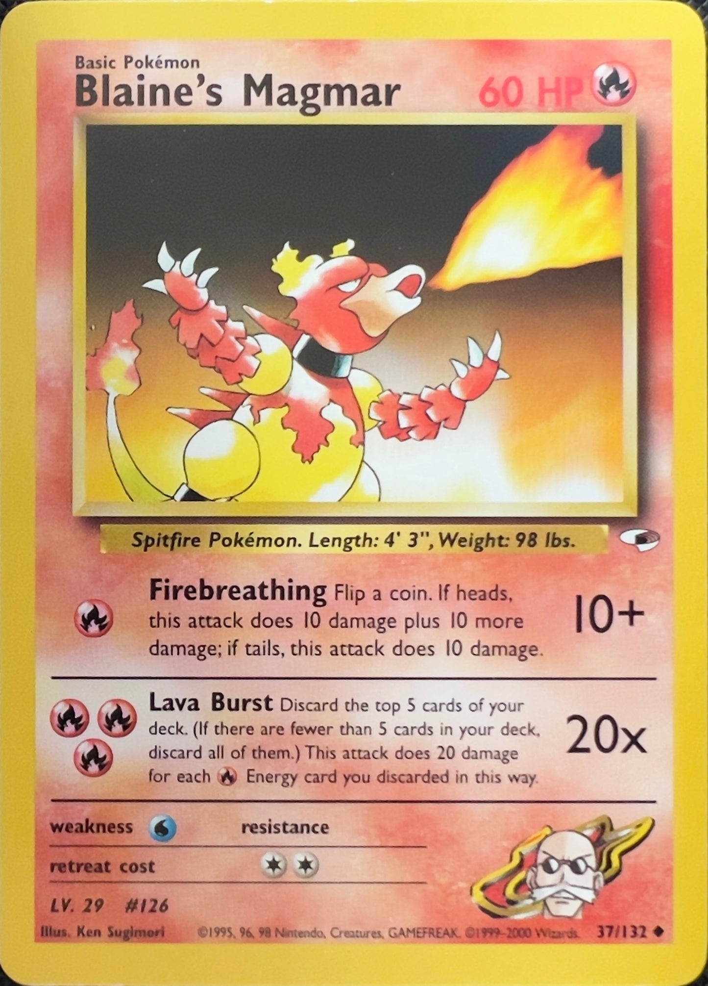 Blaine’s Magmar (non-holo) 37/132 - Pokémon Gym Heroes (WOTC)