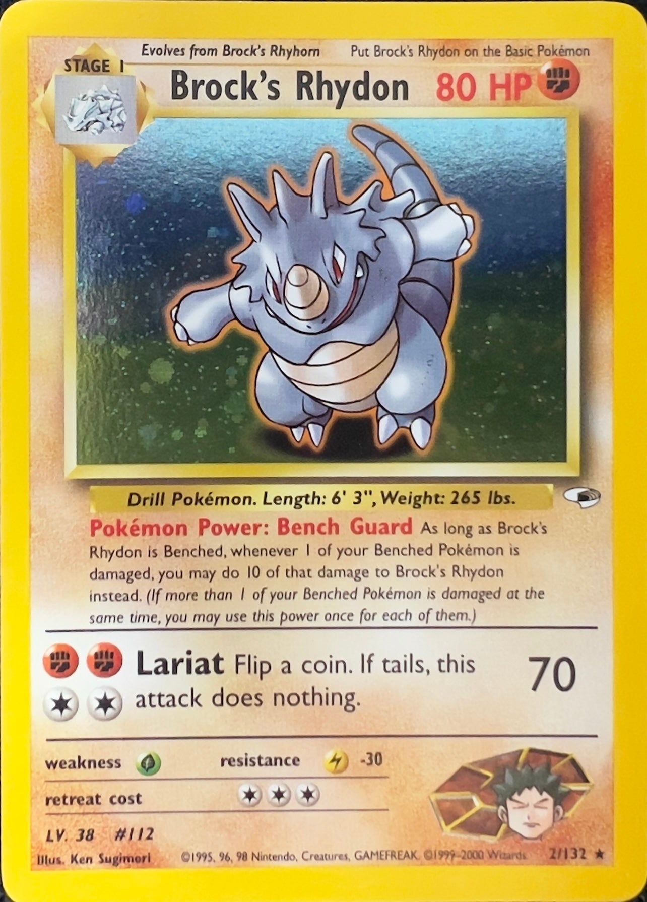 Brock’s Rhydon Holo 2/132 - Pokémon Gym Heroes (WOTC)