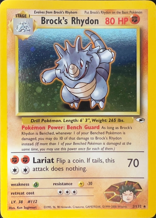 Brock’s Rhydon Holo 2/132 - Pokémon Gym Heroes (WOTC)
