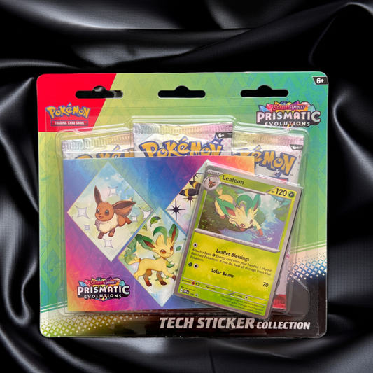 Pokémon TCG: Prismatic Evolutions 3-Pack Blister (Leafeon Promo) & Tech Sticker Sheet