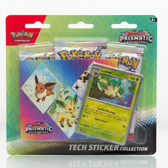 Pokémon TCG: Prismatic Evolutions 3-Pack Blister (Leafeon Promo) & Tech Sticker Sheet