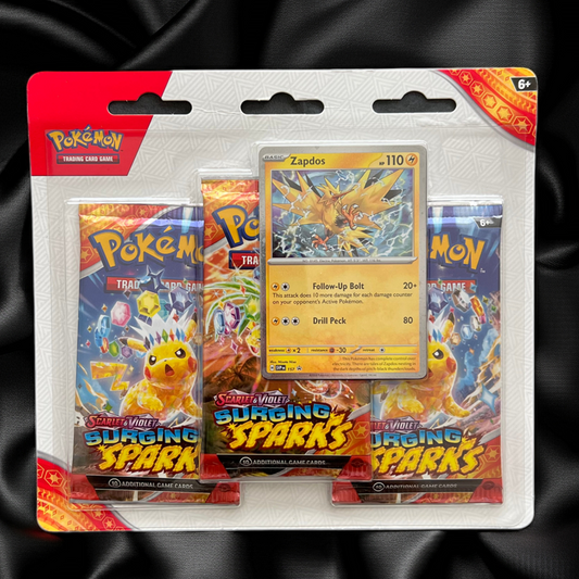 Pokémon TCG: Surging Sparks 3-Pack Blister (Zapdos Promo)