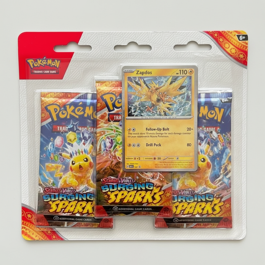Pokémon TCG: Surging Sparks 3-Pack Blister (Zapdos Promo)