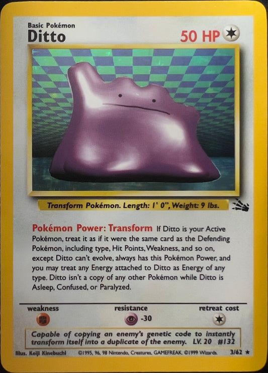 Ditto Holo 3/62 - Pokémon Fossil (WOTC)