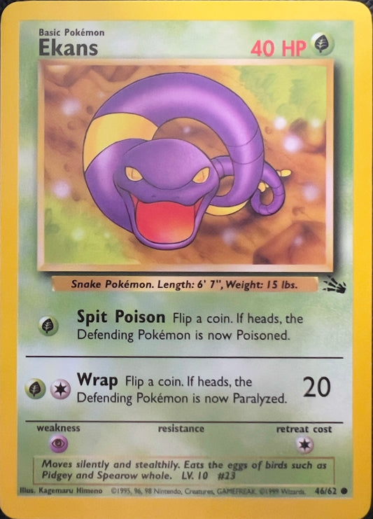 Ekans (non-holo) 46/62 - Pokemon Fossil (WOTC)