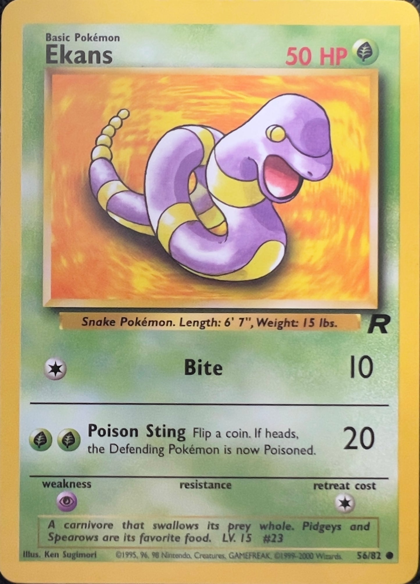 Ekans (non-holo) 58/82 - Pokemon Team Rocket (WOTC)