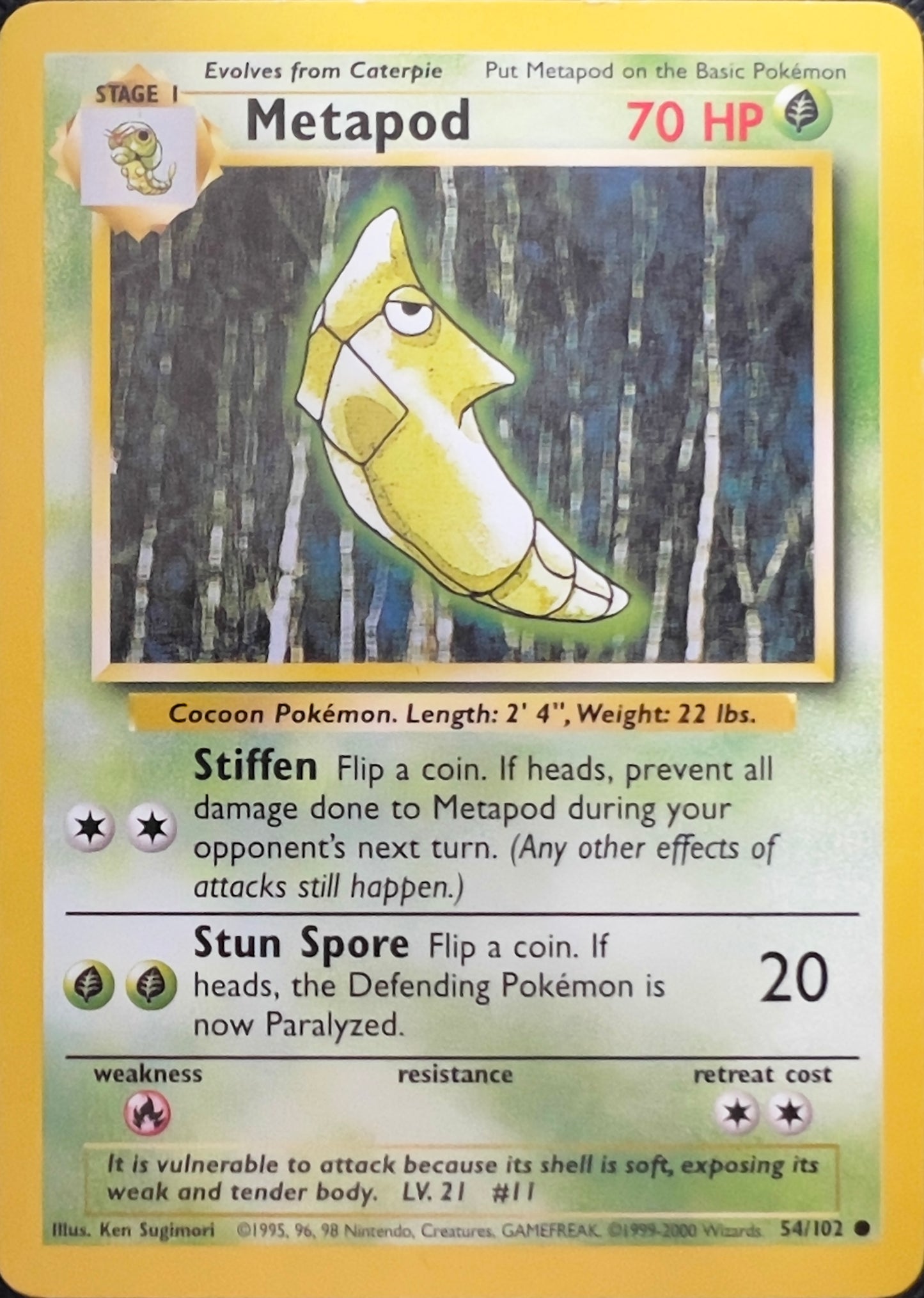 Metapod (non-holo) 54/102 - Pokemon Base Set (WOTC)