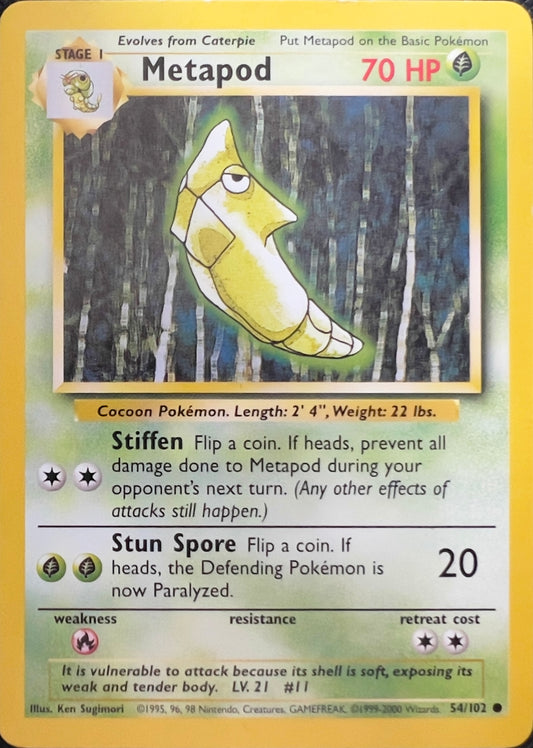 Metapod (non-holo) 54/102 - Pokemon Base Set (WOTC)