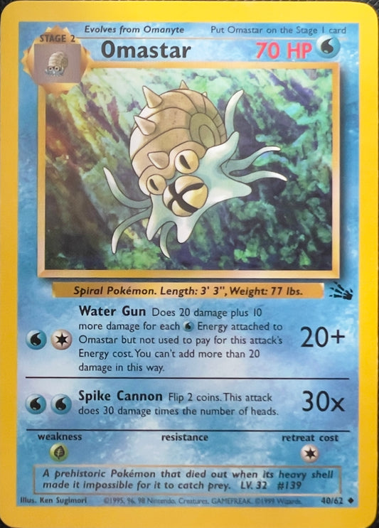 Omastar (non-holo) 40/62 - Pokemon Fossil (WOTC)