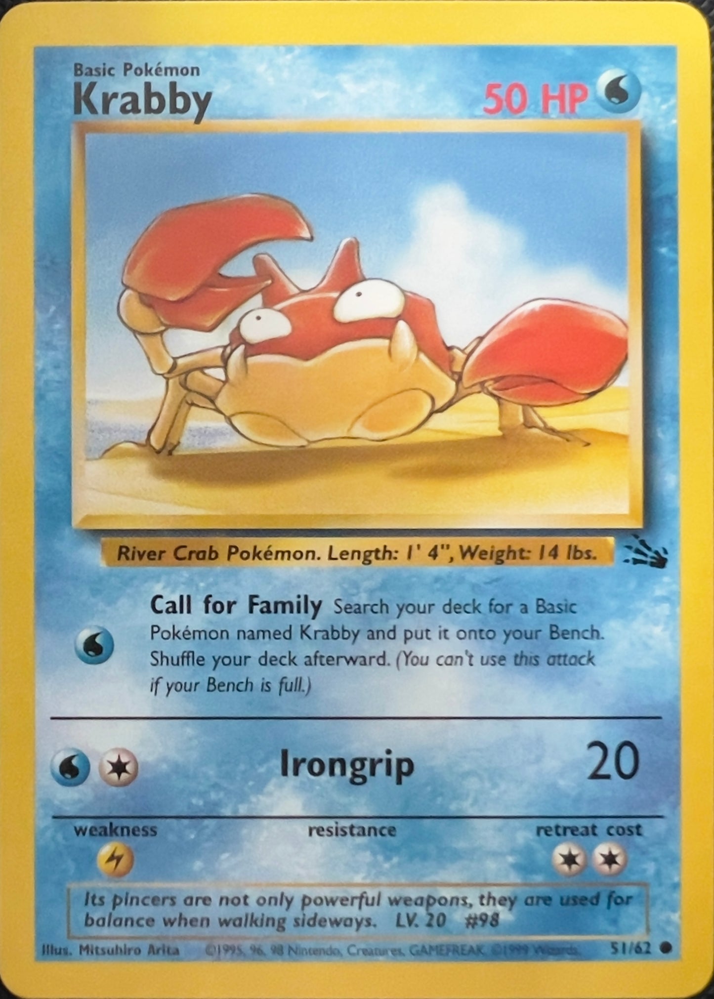 Krabby (non-holo) 51/62 - Pokemon Fossil (WOTC)