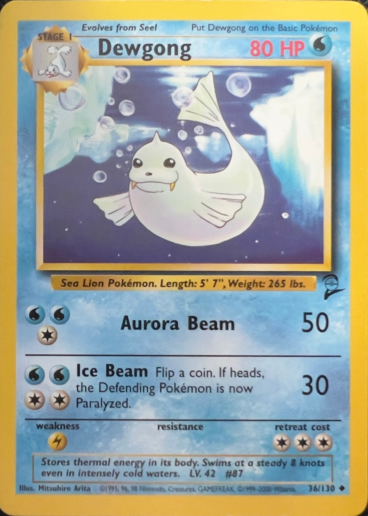 Dewgong (non-holo) 36/130 - Pokemon Base Set 2 (WOTC)