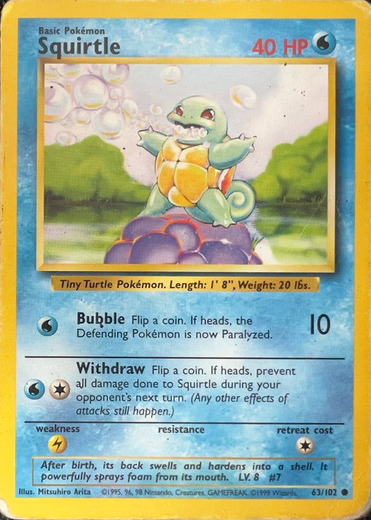 Squirtle (non-holo) 63/102 - Pokémon Base Set (WOTC)