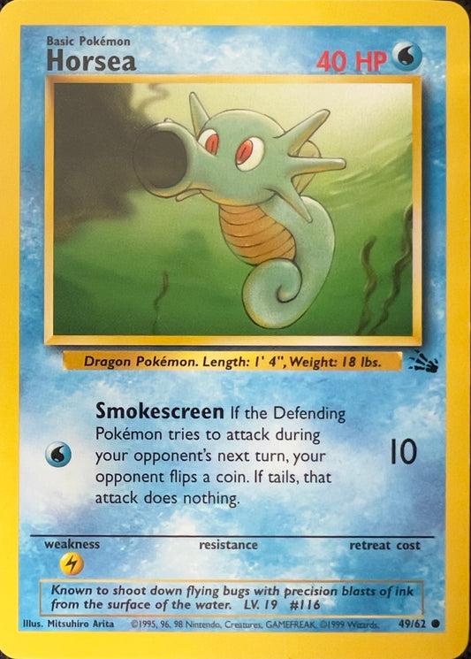 Horsea (non-holo) 49/62 - Pokémon Fossil (WOTC)