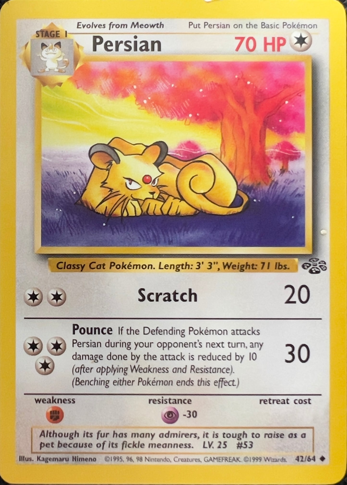 Persian (non-holo) 42/64 - Pokémon Jungle (WOTC)