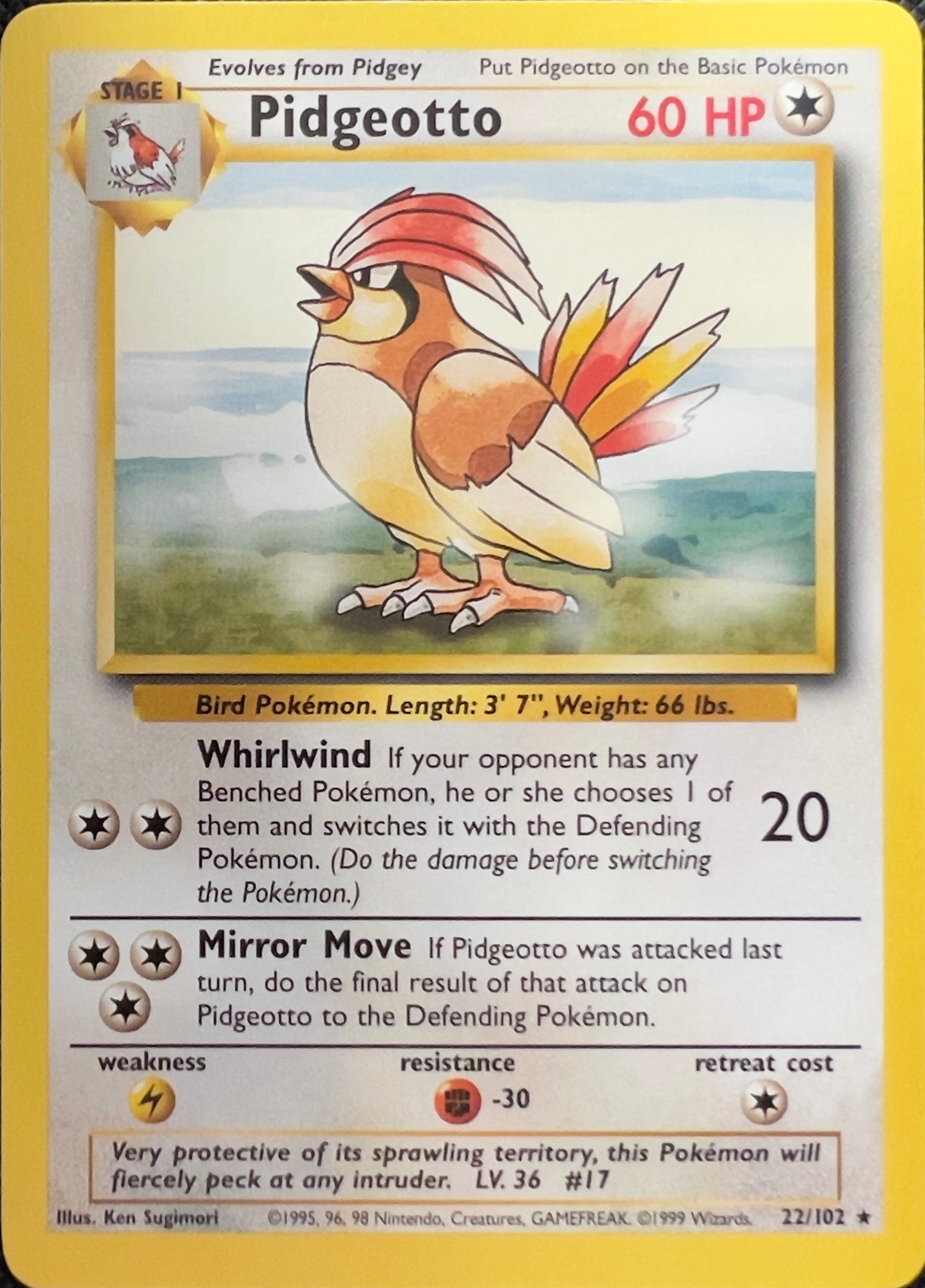 Pidgeotto (non-holo) 22/102 - Pokémon Base Set (WOTC)