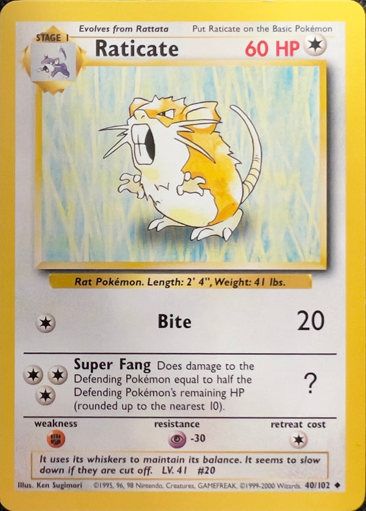 Raticate (non-holo) 40/102 - Pokémon Base Set (WOTC)