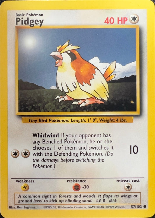 Pidgey (non-holo) 57/102 - Pokémon Base Set (WOTC)