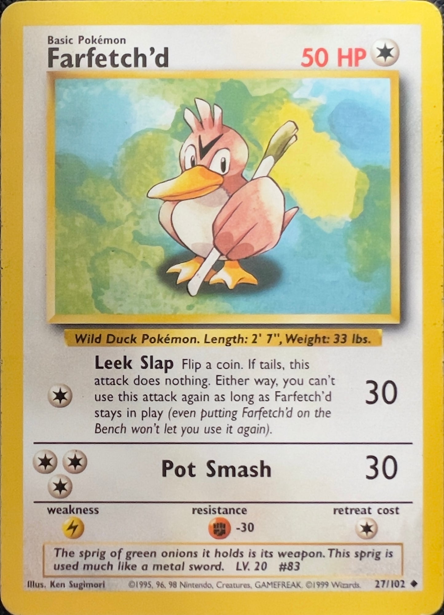 Farfetch’d (non-holo) 27/102 - Pokémon Base Set (WOTC)