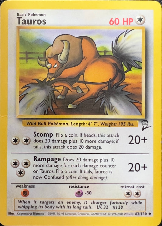 Tauros (non-holo) 62/130 - Pokémon Base Set 2 (WOTC)