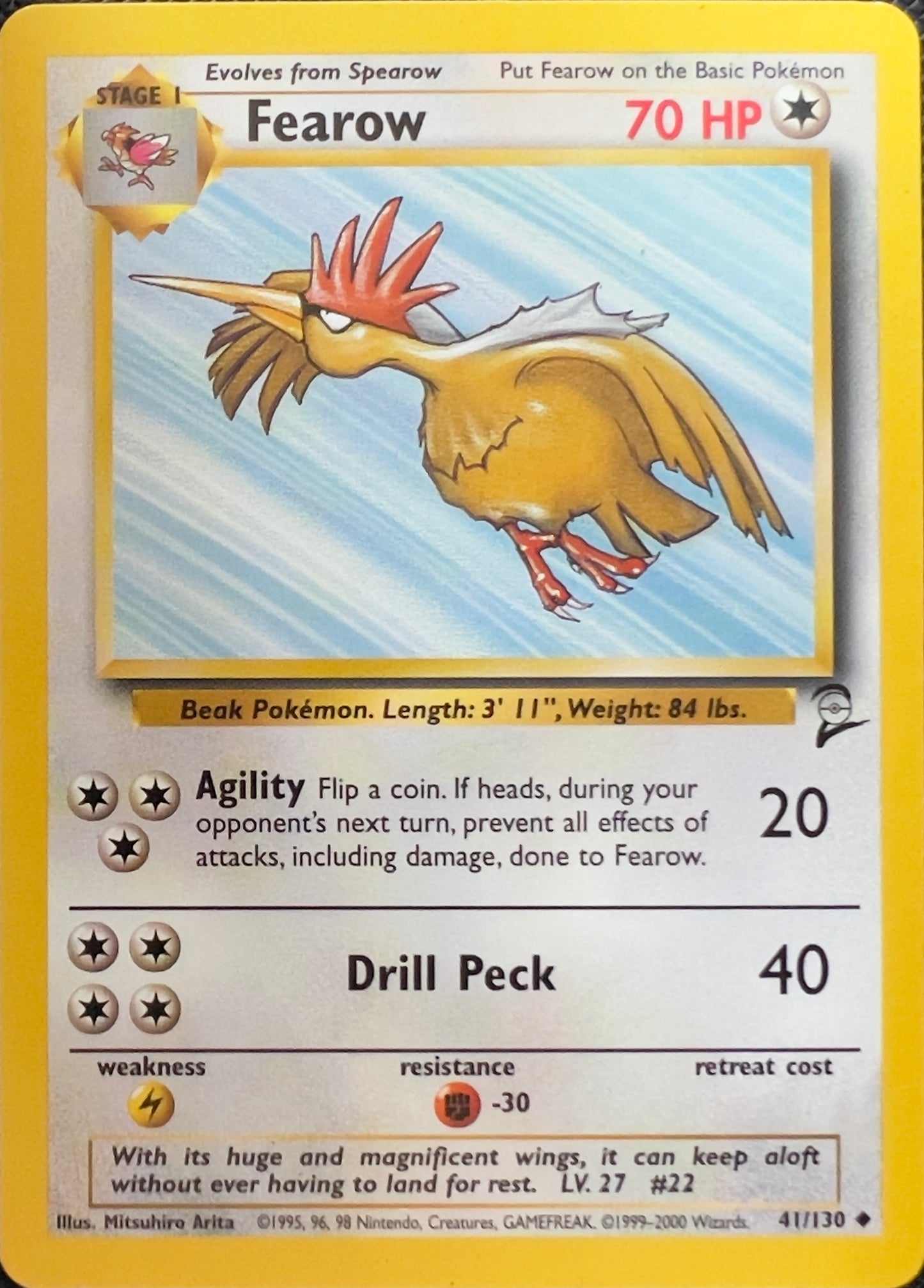 Fearow (non-holo) 41/130 - Pokémon Base Set 2 (WOTC)